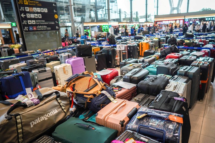 Baggage from Thai Airways flights at Suvarnabhumi International Airport, after heavy rain and flooding disrupted the airlines ground operations, in Bangkok, Thailand, September 29, 2026. REUTERS/Athit Perawongmetha