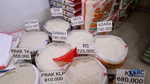 Penjual mengantar pesanan beras premium ke pelanggan di Pasar Kebayoran Lama, Jakarta Selatan, Selasa (29/9/2026). Penjual mengantar pesanan beras premium ke pelanggan di Pasar Kebayoran Lama, Jakarta Selatan, Selasa (29/9/2026). (CNBC Indonesia/Tri Susilo)
