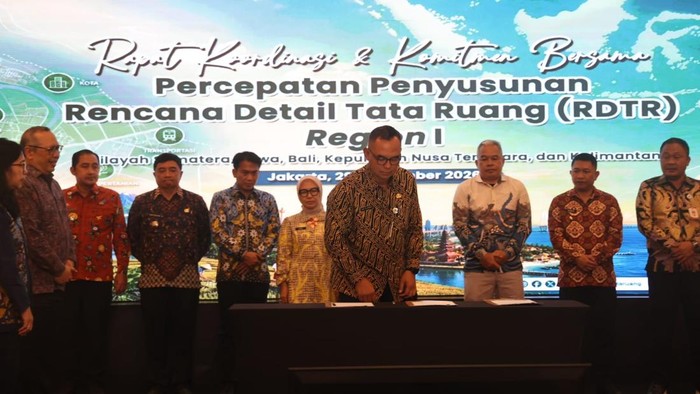 Rapat Koordinasi dan Komitmen Bersama Percepatan Penyusunan RDTR Region 1 di Jakarta, Selasa (29/9/2026).