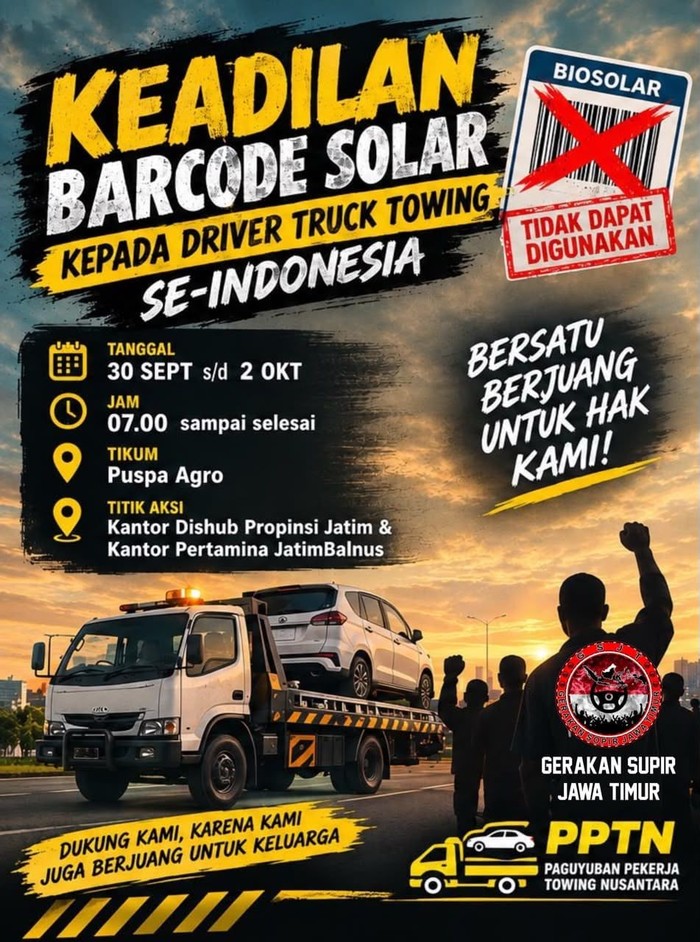 Flyer demo sopir truk di Surabaya