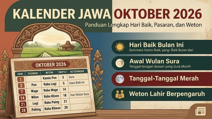 Ilustrasi Kalender Jawa Oktober 2026