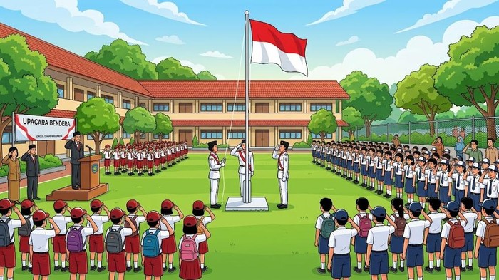 Ilustrasi upacara bendera.