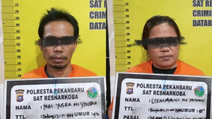 Pasutri pengedar narkoba usai ditangkap.
