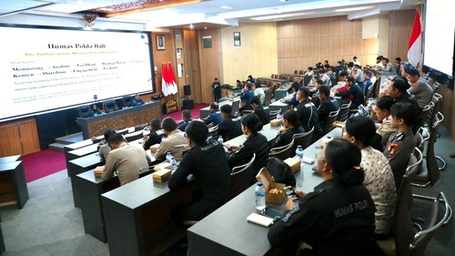 Polda Bali menggelar rapat koordinasi Pejabat Pengelola Informasi dan Dokumentasi (PPID) di Rupatama Polda Bali, Rabu (30/9/2026). (Foto: Dok. Polda Bali)