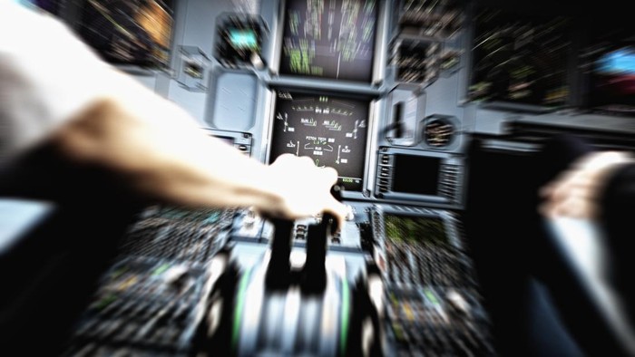 Artistic depiction of a pilot applying full thrust during an emergency situation