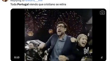 Keputusan Ronaldo meninggalkan Timnas Portugal juga disambut meme bernuansa selebrasi. Warganet menggunakan potongan video untuk menggambarkan reaksi Portugal atas kabar tersebut. Foto: X.com