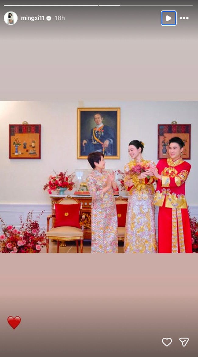 Resepsi ini dilakukan setelah Ming Xi disebut resmi terlibat dalam operasi bisnis keluarga setelah diangkat menjadi direktur untuk beberapa perusahaan milik ibu mertuanya, miliarder Leong On Kei. Foto: Instagram @mingxi11