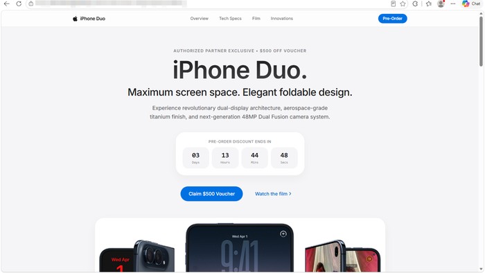 Website pre-order iPhone Duo tipu-tipu