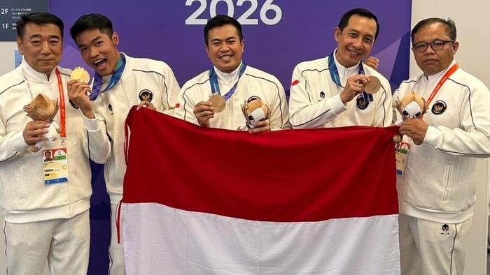 Anggota Brimob Polda Metro Jaya raih perunggu cabor menembak Asian Games 2026 (dok.istimewa)