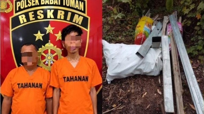 Dua pria di Muba yang diamankan karena mencuri besi milik warga