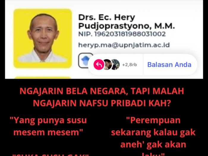 Dugaan pelecehan oleh dosen UPN Veteran Jatim viral di media sosial