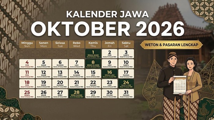 Ilustrasi Kalender Jawa Oktober 2026