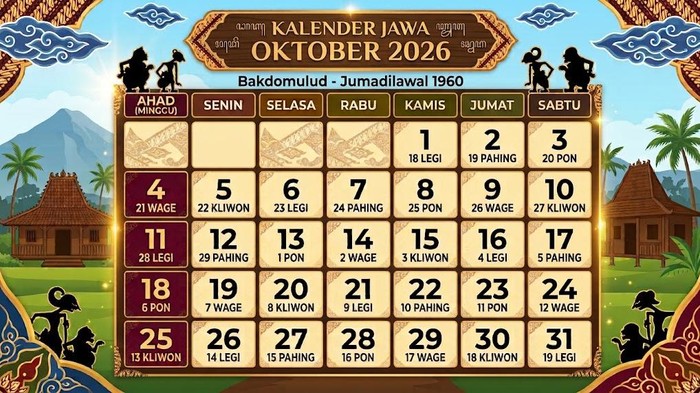 Kalender Jawa Oktober 2026.