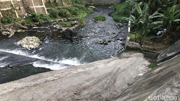 Lokasi penemuan ular sanca 3 meter di tepi sungai Winongo, Tegalrejo, Kota Jogja, Jumat (2/10/2026).