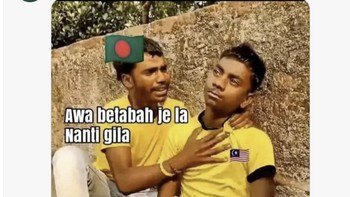 Meme Bangladesh dan Malaysia. Bangladesh ikut terseret dalam perang meme. Kekalahan 2-9 dari Indonesia digambarkan seolah membuat Malaysia tak kuasa menahan kesedihan. Foto: X.com