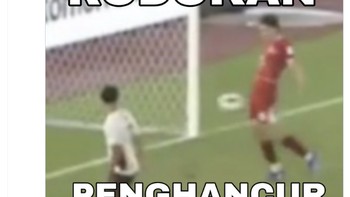 Gol-gol pada pengujung pertandingan benar-benar menjadi penghancur mimpi Malaysia. Warganet pun mengabadikan momen tersebut lewat meme yang satu ini. Foto: X.com
