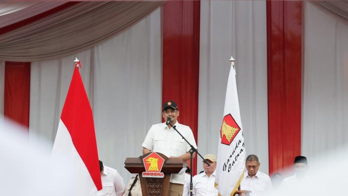 Gubsu Bobby Nasution saat menghadiri Diklat Laskar Gerindra Sumut di Sibolangit, Kabupaten Deli Serdang.