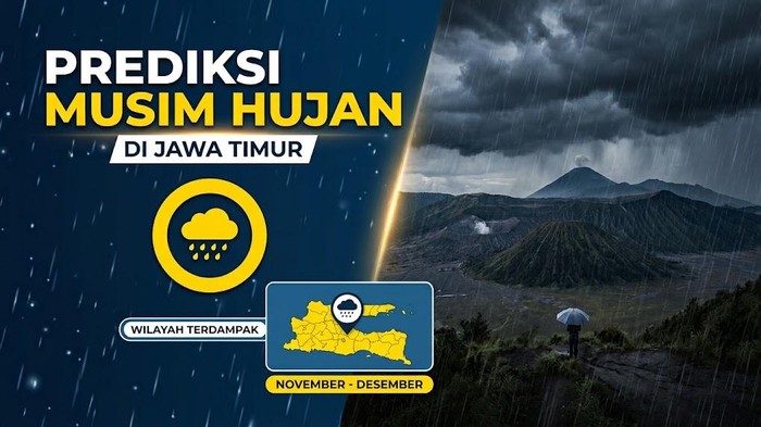 Ilustrasi prediksi musim hujan di Jawa Timur.