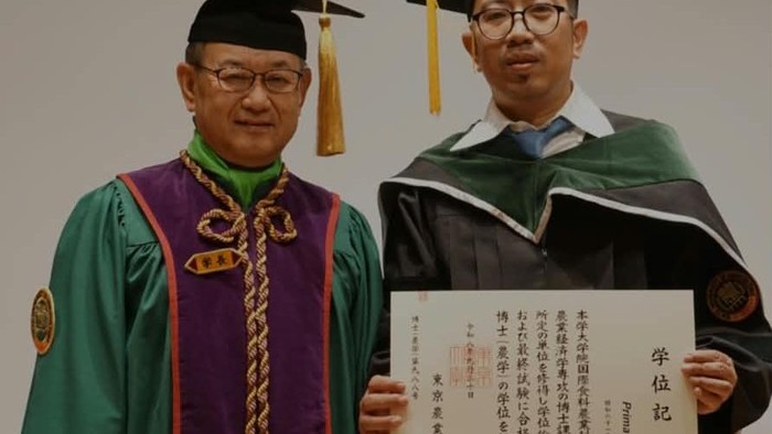 Prima Gandhi bersama Presiden/Rektor Tokyo University of Agriculture , Prof Fumio Eguchi