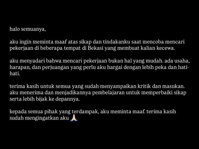 Vilmei minta maaf dianggap gak peka.