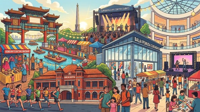 Ilustrasi berbagai event di Surabaya.