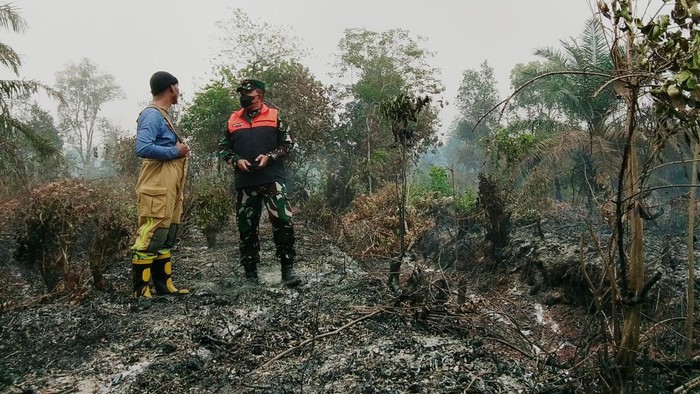 Komandan Korem (Danrem) 044/Garuda Dempo (Gapo) Brigjen TNI Khabib Mahfud meninjau karhutla di Talang Jambi, Palembang