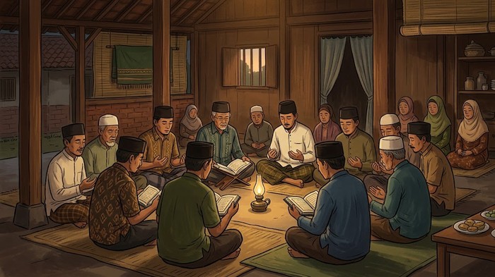 Ilustrasi budaya tahlilan di Jawa Timur