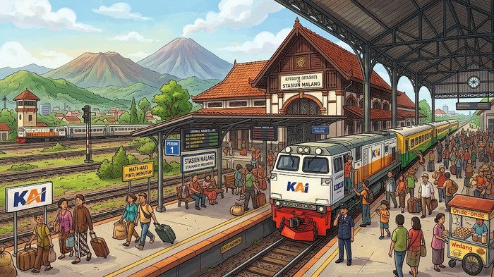 Ilustrasi Stasiun Kereta Api di Jawa Timur