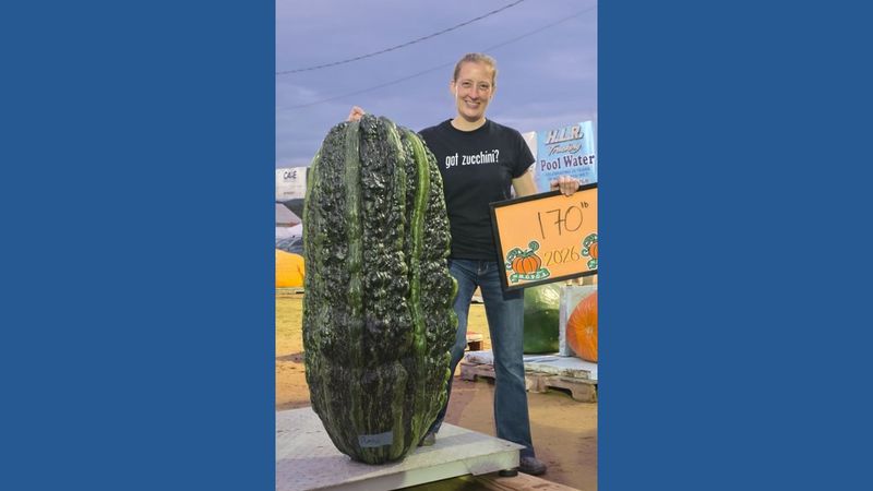 Sebesar Orang Dewasa! Bobot Zucchini Jumbo Ini Tembus 77 Kg