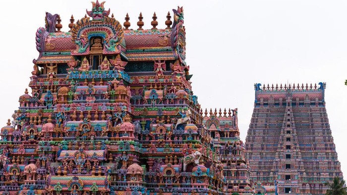 TIRUCHIRAPPALLI, INDIA - OCTOBER 30: Sri Ranganathaswamy Temple, Tamil Nadu, Tiruchirappalli, India on October 30, 2022 in Tiruchirappalli, India. (Photo by Eric Lafforgue/Art in All of Us/Corbis via Getty Images)