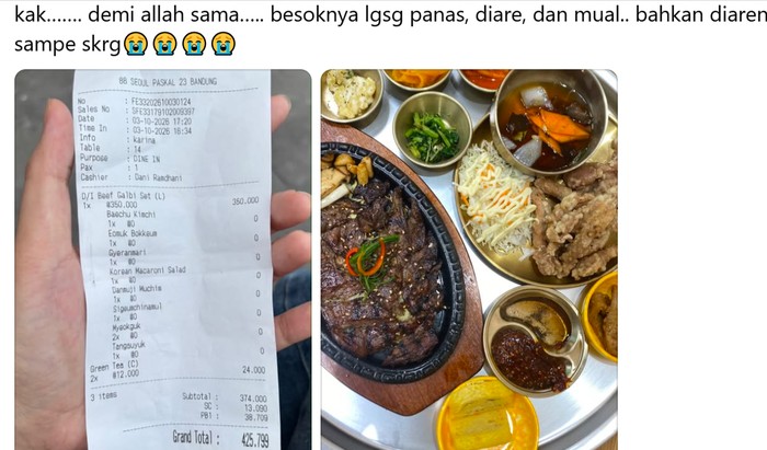 Keracunan di restoran Korea di Bandung.