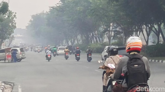 Kabut asap pekat di Pekanbaru (Raja Adil/detikcom)