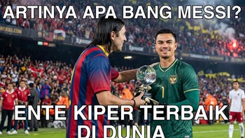 “Artinya apa, Bang Messi?” Sah Emil jadi kiper terbaik dunia. Kesombongan King Indo sudah menembus batas benua. Foto: x.com