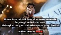 Dalam keterangan selanjutnya, Ifran menjelaskan, akan tetap berkarya dan memulai dari awal.  Foto: dok instagram Muhammad Irfan Hadari