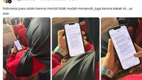 Berawal dari unggahan seorang netizen dengan nama akun @kiky_oktora yang mengunggah foto seorang perempuan sedang membaca doa melalui layar ponselnya. Unggahan ini mendapat balasan dari ribuan netizen yang ternyata juga melakukan hal yang sama. Foto: Threads