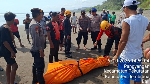 WN Jerman tewas akibat tenggelam di Pantai Petangahan, Desa Lalanglinggah, Kecamatan Selemadeg Barat, Tabanan, Selasa (6/102/206). (Istimewa)