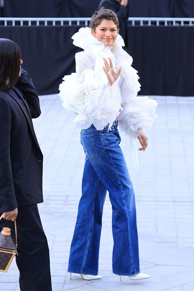 PARIS, FRANCE - OCTOBER 06: Zendaya attends the Louis Vuitton Womenswear Spring/Summer 2027 show as part of Paris Fashion Week on October 06, 2026 in Paris, France. (Photo by Stephane Cardinale - Corbis/Corbis via Getty Images)