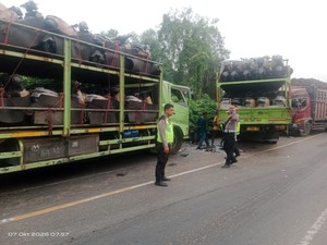 3 Truk Tabrakan Beruntun di Labusel, Sopir Pengangkut Sawit Kabur