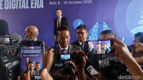 Menteri HukumSupratman Andi Agtas dalam Global Dialogue on Cross-Border Copyright Royalty Governance in the Digital Era di The Patra Bali Resort, Kuta, Bali, Rabu (7/92026).(Foto:Wibhi Leksono/detikBali)