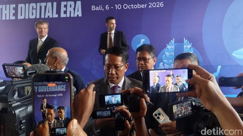 Menteri Hukum Supratman Andi Agtas di sela Global Dialogue on Cross-Border Copyright Royalty Governance in the Digital Era di The Patra Bali Resort & Villas, Badung, Bali, Rabu (7/10/2026). Dokumentasi Wibhi Leksono