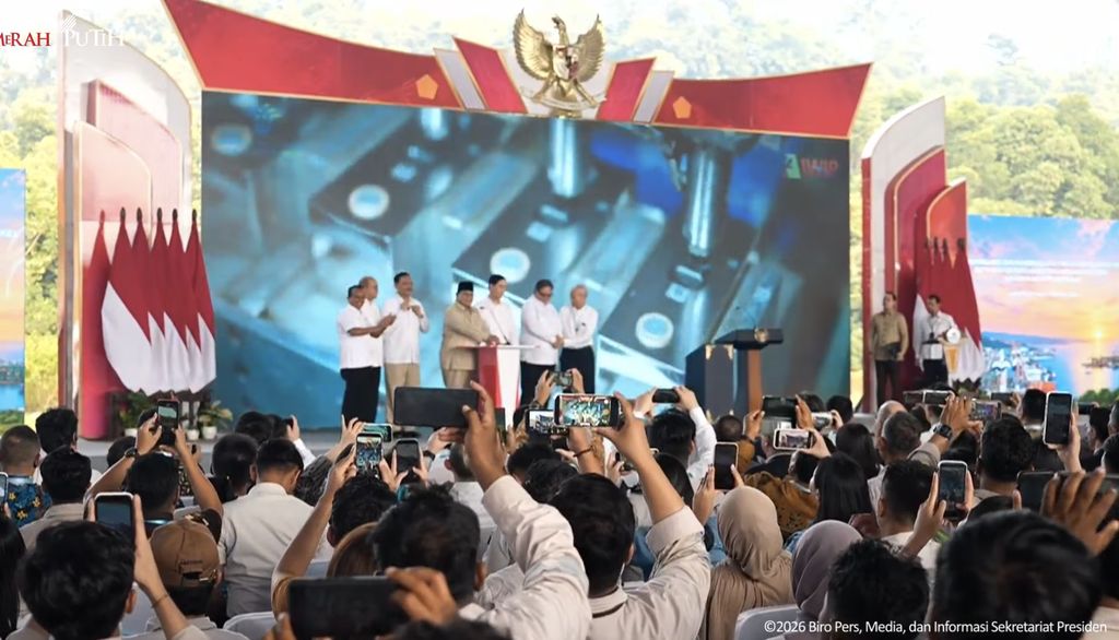 Groundbreaking 11 Ekosistem Hilirisasi Nikel serta Ekspor Perdana Baterai EV, 8 Oktober 2026. (Tangkapan layar youtube Setres RI)