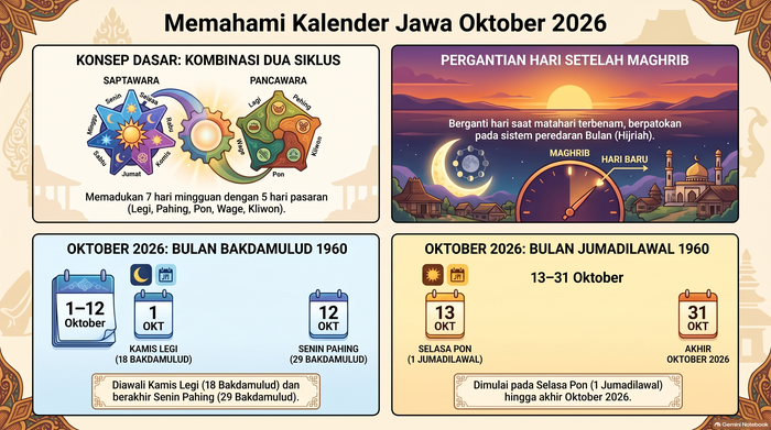 Infografis Kalender Jawa di Bulan Oktober 2026.
