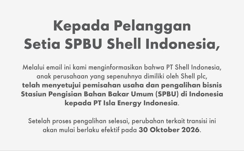 Penjelasan Shell soal bisnis SPBU di Indonesia