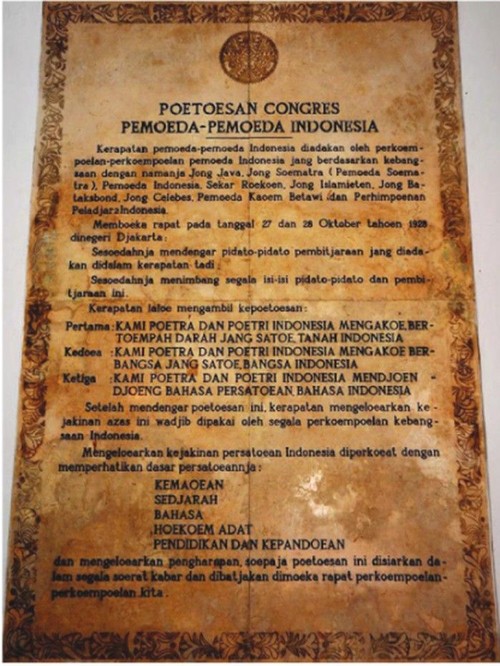 Teks sumpah pemuda 28 Oktober 1928 asli.