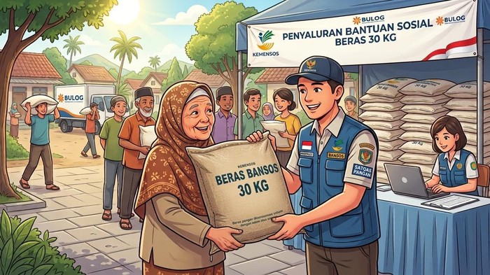 Ilustrasi Bansos Beras 30 Kg