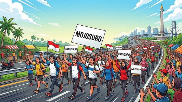 Ilustrasi gerak jalan Mojokerto Suroboyo.