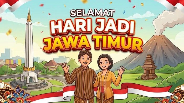 Ilustrasi ucapan selamat hari jadi Jawa Timur.