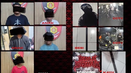 Pelaku pengeroyokan saat diamankan Polda Bali. (Dok. Polda Bali)