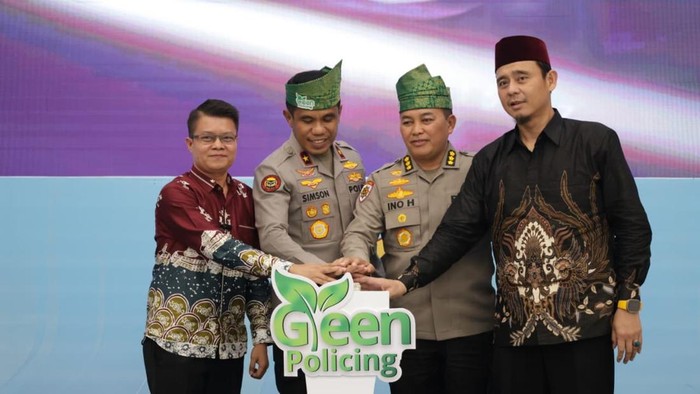 Polda Riau meluncurkan Aplikasi Dashboard Green Policing, di Mapolda Riau, Jumat (9/10/2026).
