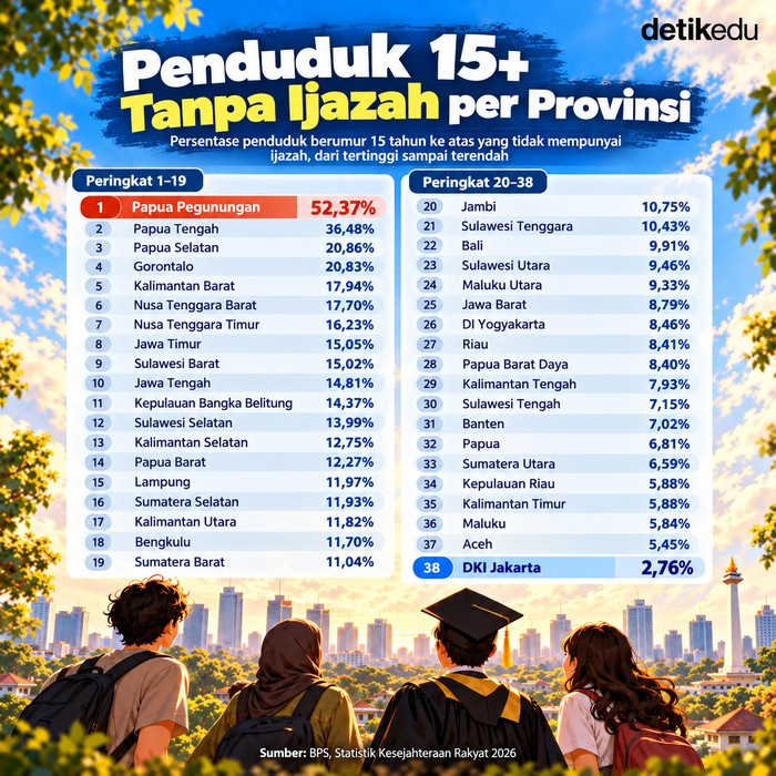 Data BPS 11,35 Persen Penduduk Indonesia Belum Berijazah Data BPS 11,35 Persen Penduduk Indonesia Belum Berijazah
